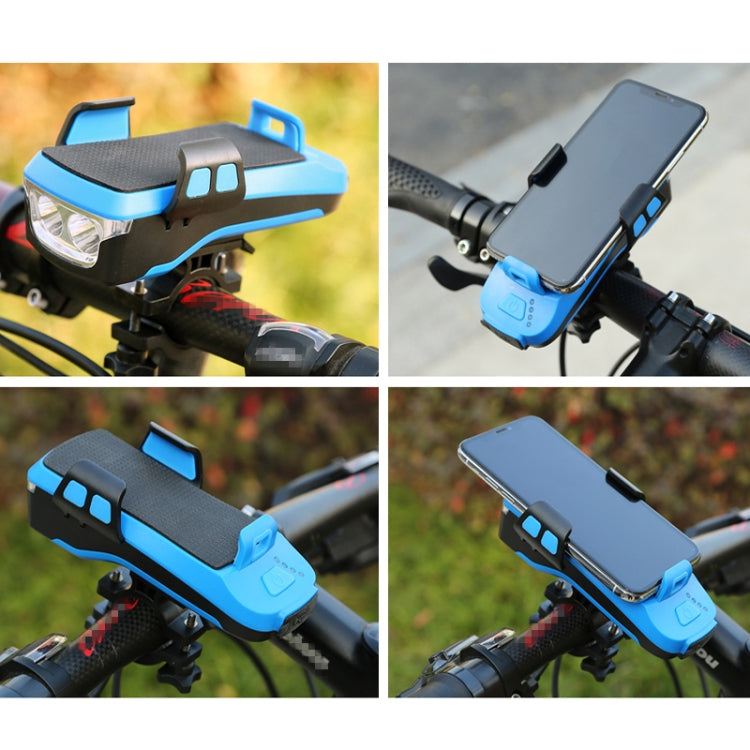 Sino de Bicicleta com Suporte para Telemóvel 4 em 1, Lanterna de Ciclismo, Suporte para Telemóvel 4 em 1