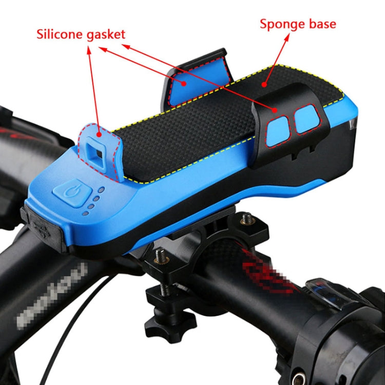 Sino de Bicicleta com Suporte para Telemóvel 4 em 1, Lanterna de Ciclismo, Suporte para Telemóvel 4 em 1