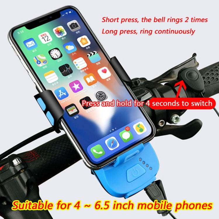 Sino de Bicicleta com Suporte para Telemóvel 4 em 1, Lanterna de Ciclismo, Suporte para Telemóvel 4 em 1