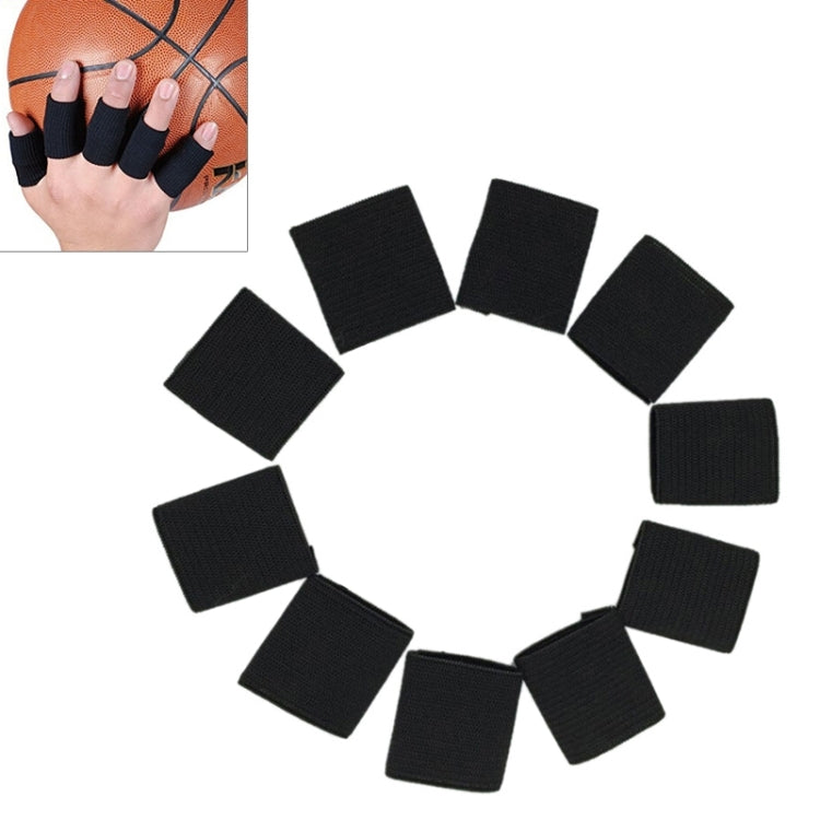 10 PCS Protetores Elásticos para Dedos em Poliéster para Desporto, Tamanho: 3,5 x 3cm (Preto), Proteção para Dedos