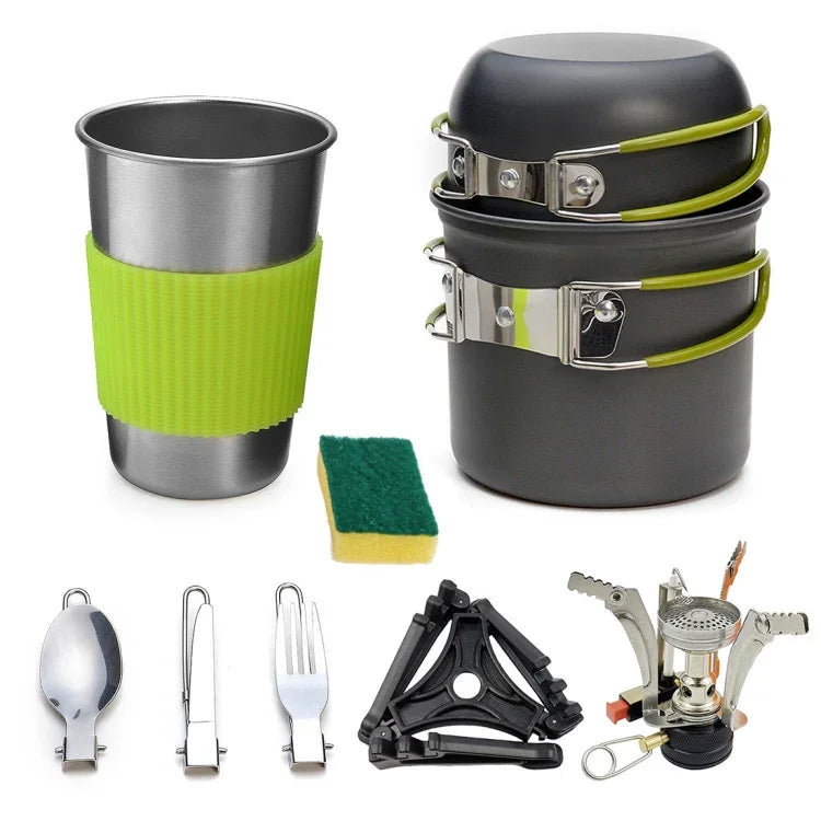 Conjunto portátil DS-101 para cozinhar em campismo ao ar livre, conjunto de panelas para piquenique