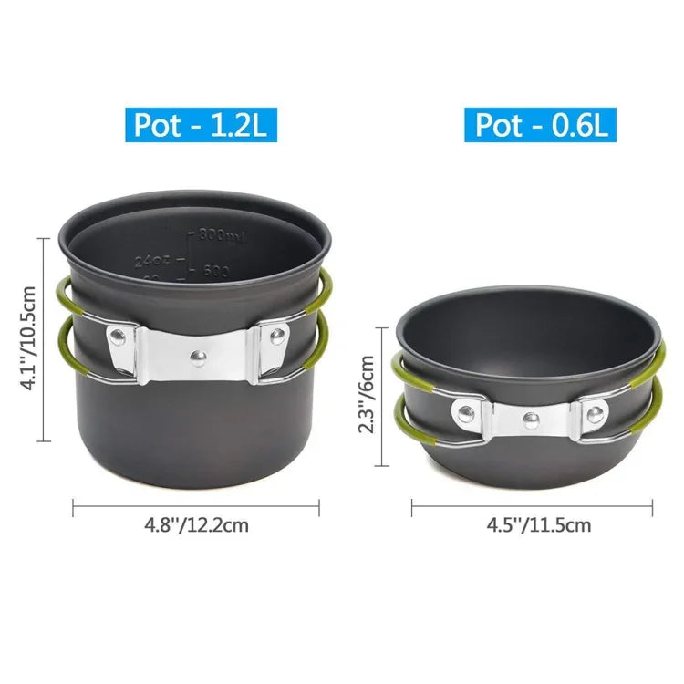 Conjunto portátil DS-101 para cozinhar em campismo ao ar livre, conjunto de panelas para piquenique