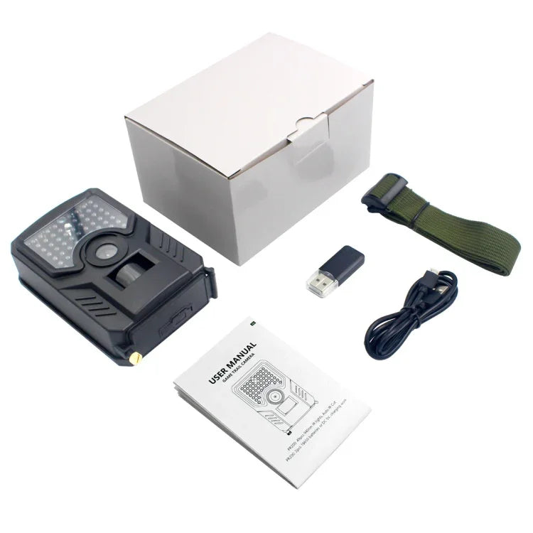 PR-200B Câmara de Caça com Lente Grande Angular de 120 Graus, IP56 à Prova de Água, 12MP 1080P HD Infravermelhos, Suporta Cartão TF, PIR Alcance: 10-15m, PR200B