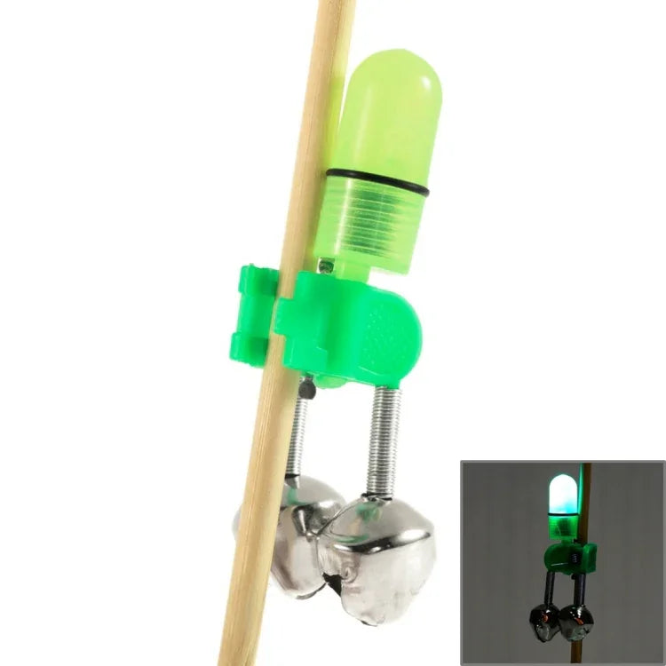 10 PCS Alarme de Mordida para Pesca com Clip de Sinos Duplos com Luz LED Noturna, Sinos de Alarme para Pesca