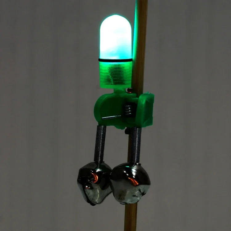 10 PCS Alarme de Mordida para Pesca com Clip de Sinos Duplos com Luz LED Noturna, Sinos de Alarme para Pesca