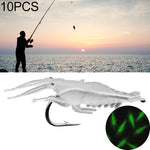 10 PCS Iscas Artificiais Moles para Pesca 4cm Isca de Camarão Popper com Anzol, Camarão Transparente com Anzol, Camarão Artificial com Anzol, Camarão Luminoso com Anzol, Camarão Rosa com Anzol, Camarão Verde com Anzol