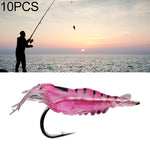 10 PCS Iscas Artificiais Moles para Pesca 4cm Isca de Camarão Popper com Anzol, Camarão Transparente com Anzol, Camarão Artificial com Anzol, Camarão Luminoso com Anzol, Camarão Rosa com Anzol, Camarão Verde com Anzol