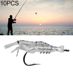 10 PCS Iscas Artificiais Moles para Pesca 4cm Isca de Camarão Popper com Anzol, Camarão Transparente com Anzol, Camarão Artificial com Anzol, Camarão Luminoso com Anzol, Camarão Rosa com Anzol, Camarão Verde com Anzol