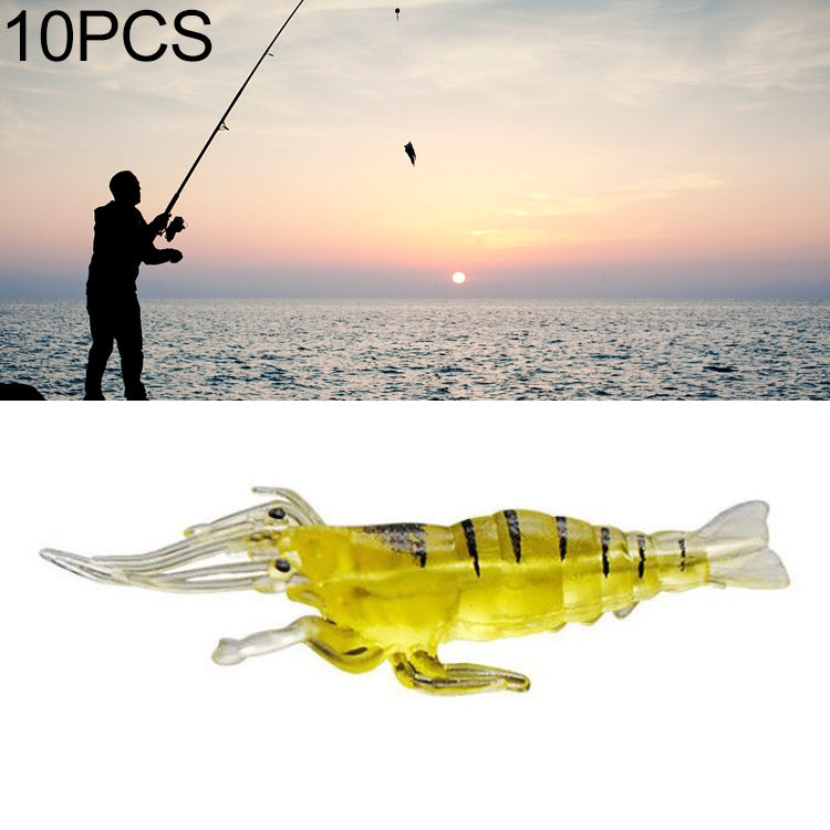 10 PCS Iscas Moles para Pesca 4cm Iscas Popper, Camarão Artificial, Camarão Luminoso, Camarão Rosa, Camarão Verde, Camarão Transparente