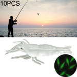 10 PCS Iscas Moles para Pesca 4cm Iscas Popper, Camarão Artificial, Camarão Luminoso, Camarão Rosa, Camarão Verde, Camarão Transparente