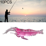 10 PCS Iscas Moles para Pesca 4cm Iscas Popper, Camarão Artificial, Camarão Luminoso, Camarão Rosa, Camarão Verde, Camarão Transparente