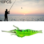 10 PCS Iscas Moles para Pesca 4cm Iscas Popper, Camarão Artificial, Camarão Luminoso, Camarão Rosa, Camarão Verde, Camarão Transparente