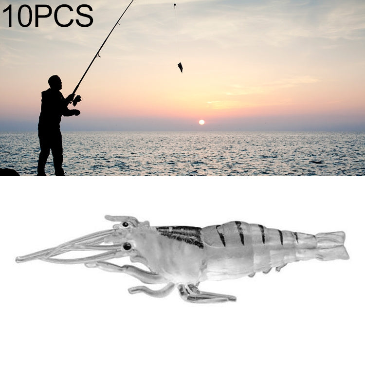 10 PCS Iscas Moles para Pesca 4cm Iscas Popper, Camarão Artificial, Camarão Luminoso, Camarão Rosa, Camarão Verde, Camarão Transparente