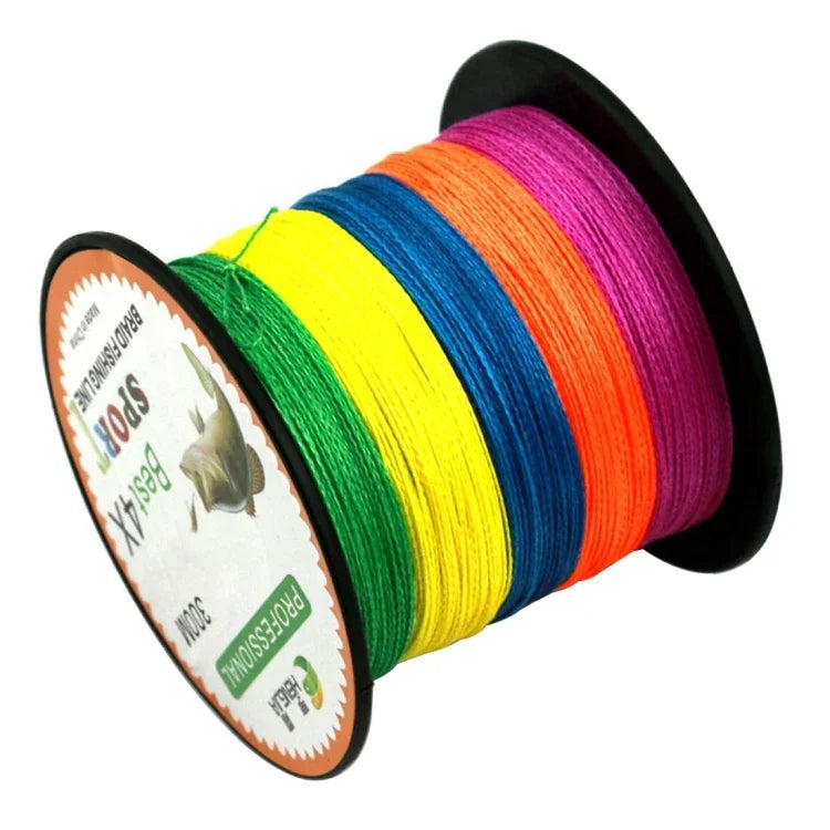 HENGJIA Linha de Pesca PE Trançada Extra Forte 4 Fios Tensão 50LB 22.6kg 300m Colorida 5.0# 0.37mm, 5.0# 0.37mm 50LB