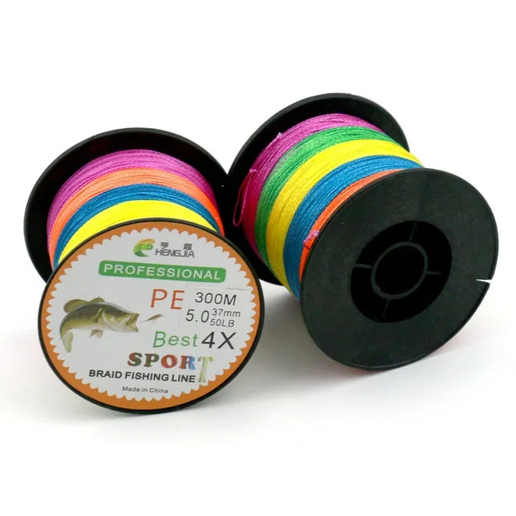 HENGJIA Colorido 2.0# 0,24mm 28LB 11,3kg Tensão 300m Linha de Pesca PE Trançada Extra Forte de 4 Fios Linha de Pipa, 2.0# 0,24mm 28LB