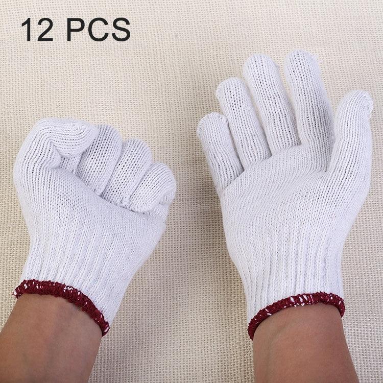 12 Pares de Luvas de Trabalho Respirável, Resistentes ao Desgaste, de Algodão, 12 Pares
