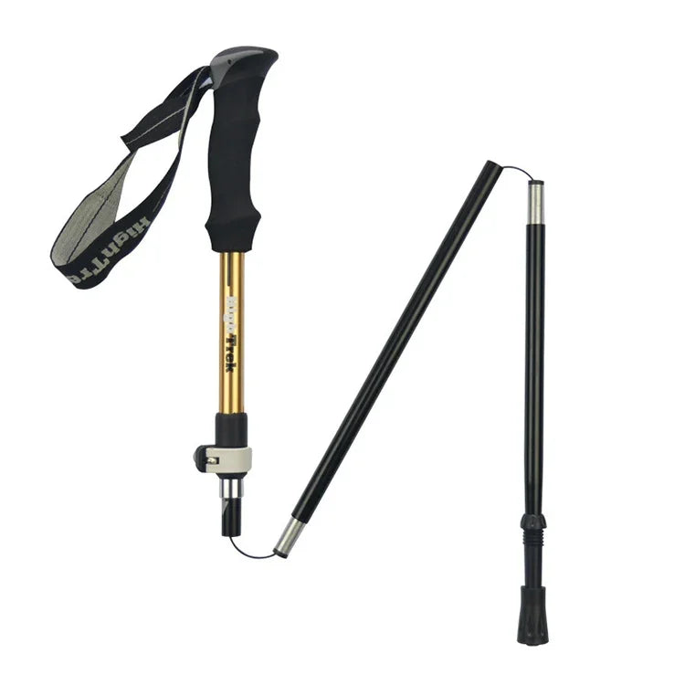 Bastões de trekking dobráveis ultraleves para montanhismo ao ar livre, liga de alumínio, comprimento: 35-125CM, (dourado), (azul), (vermelho)