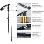 Bastões de trekking dobráveis ultraleves para montanhismo ao ar livre, liga de alumínio, comprimento: 35-125CM, (dourado), (azul), (vermelho)