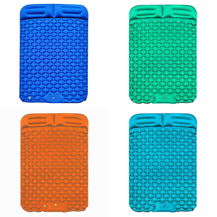 Colchão insuflável automático para campismo com apoio para os pés, portátil, em TPU, cama dupla insuflável, tamanho: 195 x 119 x 16 cm, apoio para os pés azul pavão, apoio para os pés azul escuro, apoio para os pés laranja, apoio para os pés esmeralda