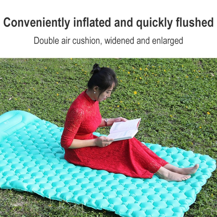 Colchão insuflável automático para campismo com apoio para os pés, portátil, em TPU, cama dupla insuflável, tamanho: 195 x 119 x 16 cm, apoio para os pés azul pavão, apoio para os pés azul escuro, apoio para os pés laranja, apoio para os pés esmeralda