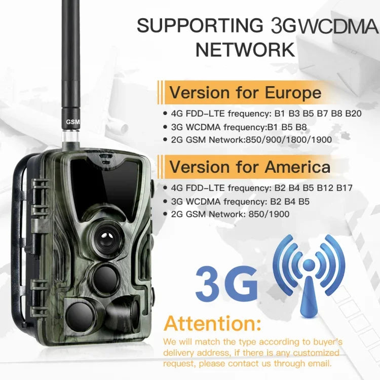 HC801G Câmara de Caça de Segurança com Visão Noturna IR, 3G WCDMA, IP66 à Prova de Água, Ângulo PIR de 120 Graus, HC801G 3G WCDMA