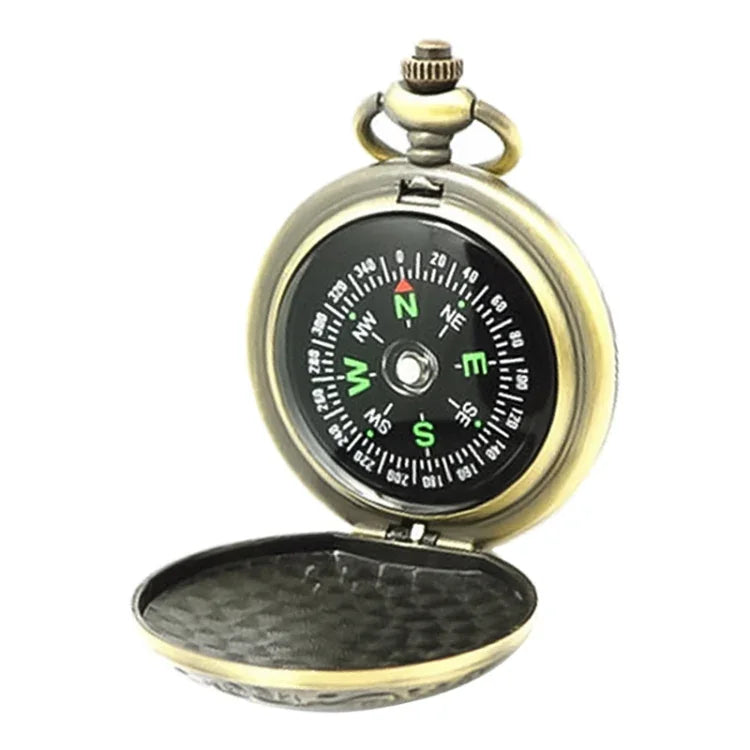 Relógio de Bolso Vintage de Metal com Tampa e Bússola Nisa J35A, J35A