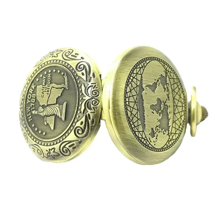 Relógio de Bolso Vintage de Metal com Tampa e Bússola Nisa J35A, J35A