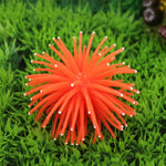 Decoração para Aquário Bola de Ouriço-do-mar Simulada em TPR com Coral Pontiagudo, Tamanho: L, Diâmetro: 13cm, 13cm
