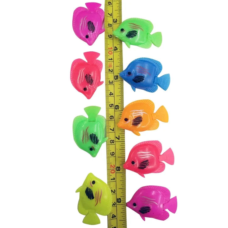 10 Unidades Artigos de Aquário Decoração Peixe Falso Flutuante de Plástico, Tamanho: 5*3cm, Decoração de Peixe Falso para Aquário