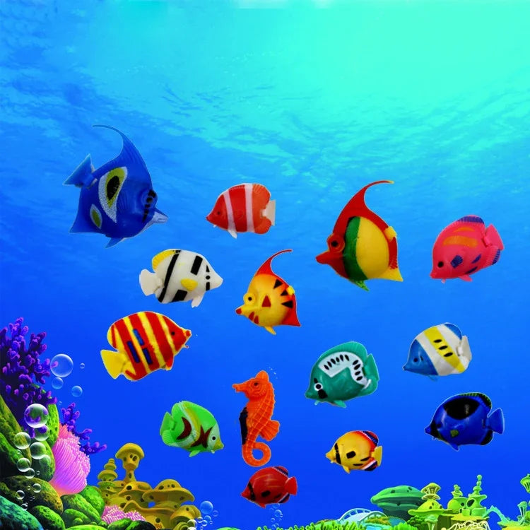 10 Unidades Artigos de Aquário Decoração Peixe Falso Flutuante de Plástico, Tamanho: 5*3cm, Decoração de Peixe Falso para Aquário