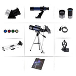 WR852-3 Telescópio Astronómico de Alta Definição 16x/66x70 com Tripé, Clipe para Fixar Telemóvel e Filtro Lunar, 66x70 Branco + Filtro Lunar, 66x70 Azul + Filtro Lunar