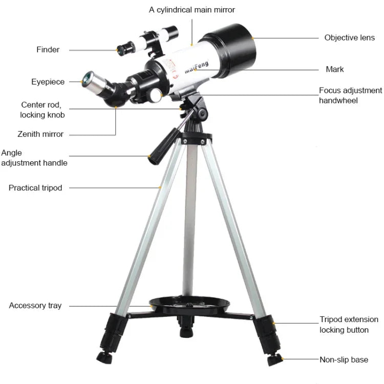 Maifeng40070 Telescópio Astronómico de Alta Definição 233x70 com Tripé, 233 x 70