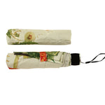 Guarda-chuva criativo de moda de três dobras com padrão de gato preguiçoso e fita prateada anti-ultravioleta, Guarda-chuva com padrão de gato e fita prateada
