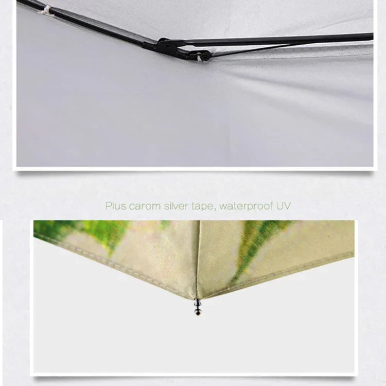 Guarda-chuva criativo de moda de três dobras com padrão de gato preguiçoso e fita prateada anti-ultravioleta, Guarda-chuva com padrão de gato e fita prateada