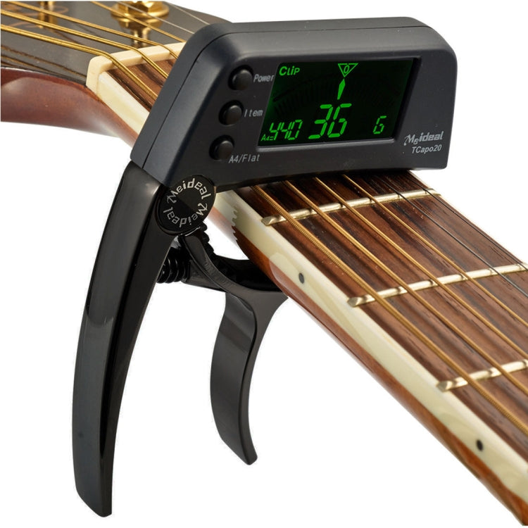 Afinador Profissional de Guitarra Clip-On, Afinador Cromático Loftstyle com Ecrã LCD Rotativo e Luz, Capotraste para Guitarra de Uma Mão