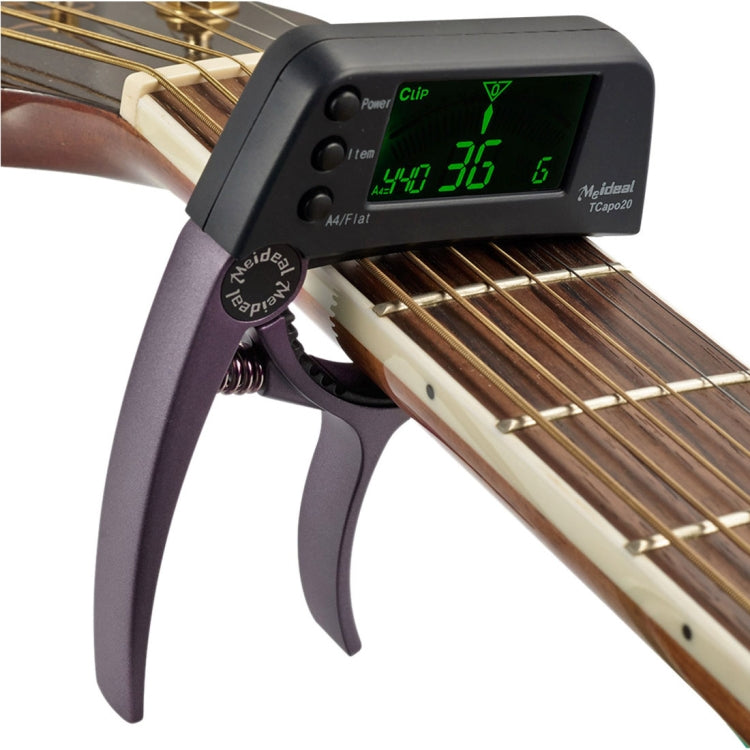 Afinador Profissional de Guitarra Clip-On, Afinador Cromático Loftstyle com Ecrã LCD Rotativo e Luz, Capotraste para Guitarra de Uma Mão