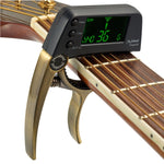 Afinador Profissional de Guitarra Clip-On, Afinador Cromático Loftstyle com Ecrã LCD Rotativo e Luz, Capotraste para Guitarra de Uma Mão