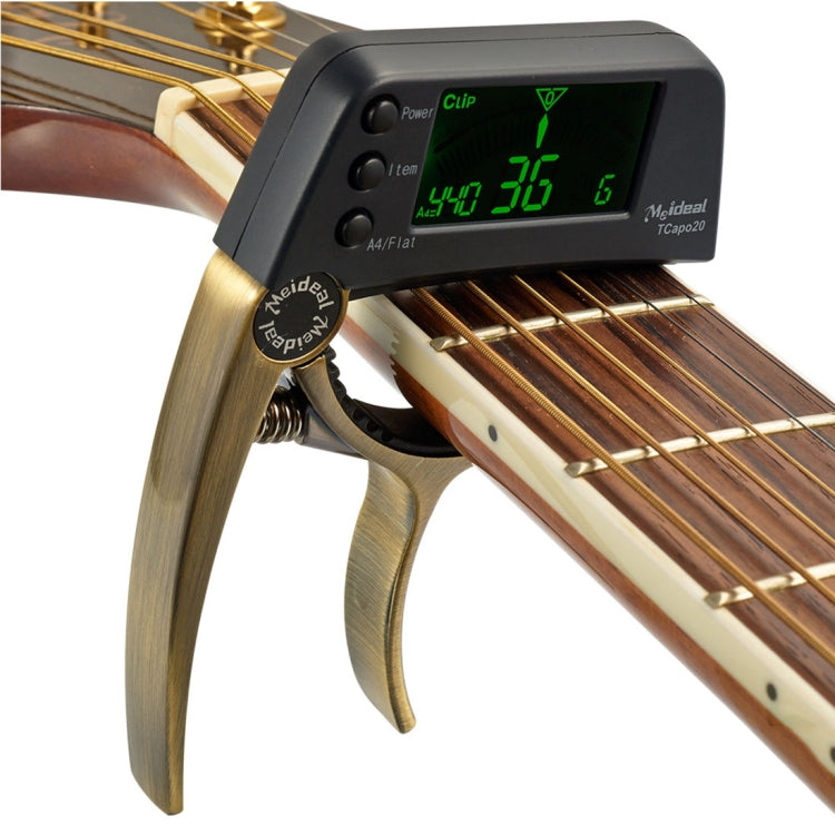 Afinador Profissional de Guitarra Clip-On, Afinador Cromático Loftstyle com Ecrã LCD Rotativo e Luz, Capotraste para Guitarra de Uma Mão