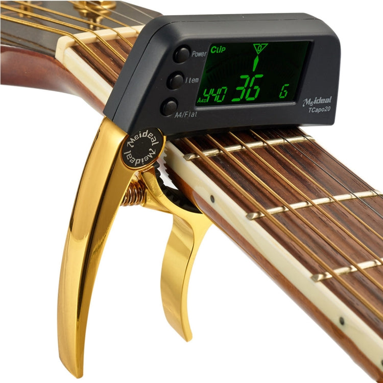 Afinador Profissional de Guitarra Clip-On, Afinador Cromático Loftstyle com Ecrã LCD Rotativo e Luz, Capotraste para Guitarra de Uma Mão