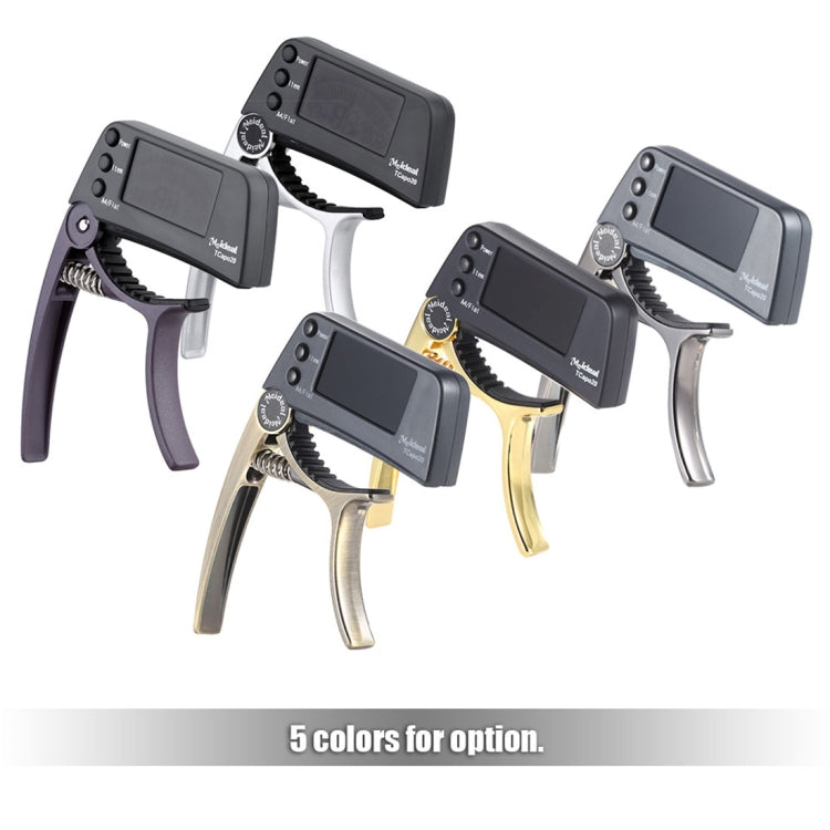 Afinador Profissional de Guitarra Clip-On, Afinador Cromático Loftstyle com Ecrã LCD Rotativo e Luz, Capotraste para Guitarra de Uma Mão