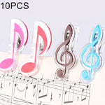10 PCS Clip de Livro em Forma de Nota Musical em Aço Inoxidável com Mola e Material PP, Suporte de Página Deluxe, Entrega em Cor Aleatória, Entrega em Cor Aleatória