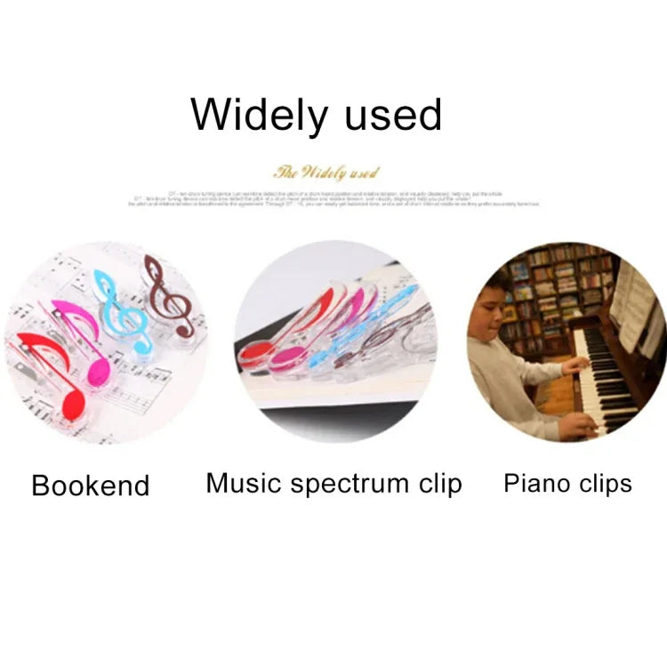 10 PCS Clip de Livro em Forma de Nota Musical em Aço Inoxidável com Mola e Material PP, Suporte de Página Deluxe, Entrega em Cor Aleatória, Entrega em Cor Aleatória