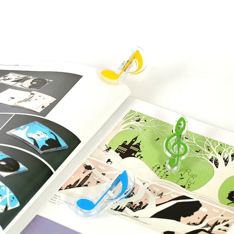 10 PCS Clip de Livro em Forma de Nota Musical em Aço Inoxidável com Mola e Material PP, Suporte de Página Deluxe, Entrega em Cor Aleatória, Entrega em Cor Aleatória