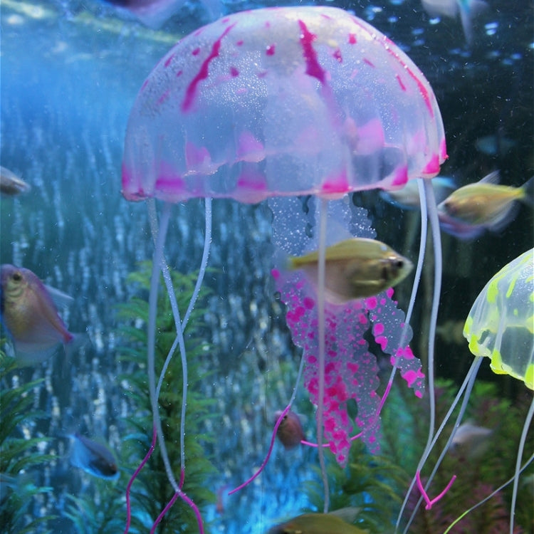 Artigos de Aquário Decoração Água-viva Simulada Fluorescente em Silicone com Ventosa, Tamanho: 5*17cm, 5cm
