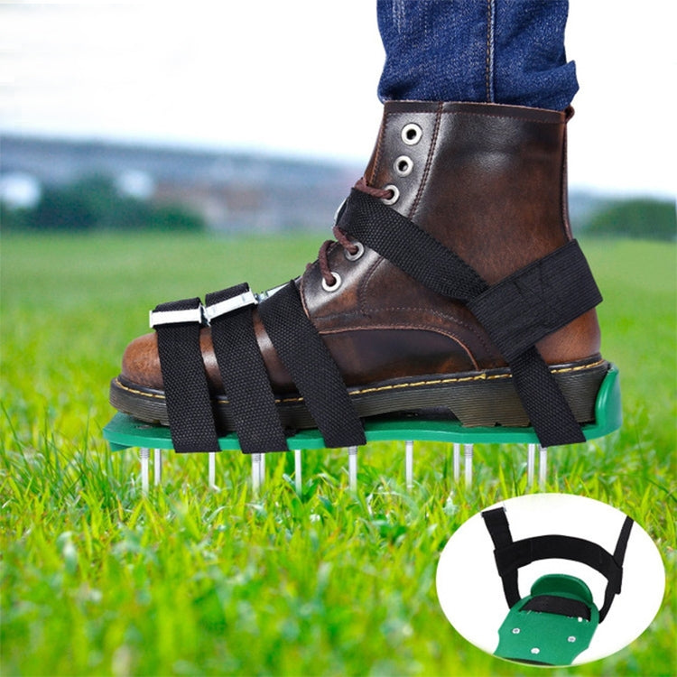 Ferramentas para jardim e relva, sapatos com espigões para arrancar relva com 8 fivelas metálicas, com 8 fivelas metálicas (Preto), com 8 fivelas metálicas (Verde)