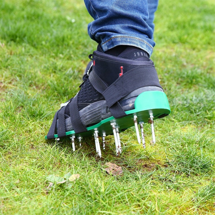 Ferramentas para jardim e relva, sapatos com espigões para arrancar relva com 8 fivelas metálicas, com 8 fivelas metálicas (Preto), com 8 fivelas metálicas (Verde)