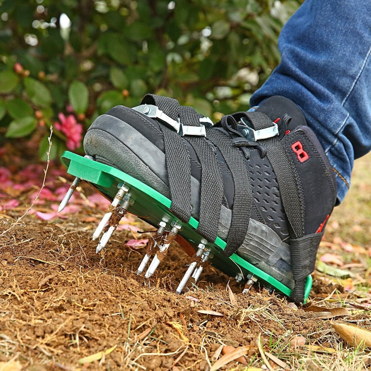Ferramentas para jardim e relva, sapatos com espigões para arrancar relva com 8 fivelas metálicas, com 8 fivelas metálicas (Preto), com 8 fivelas metálicas (Verde)