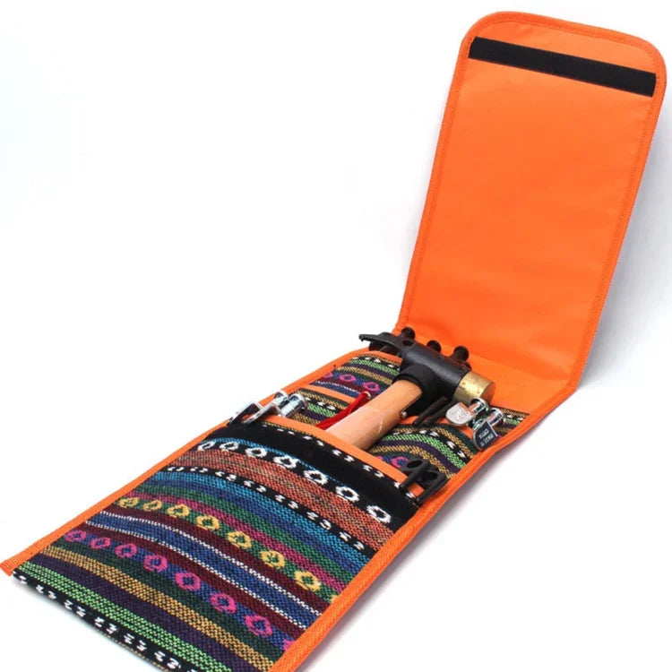 Saco para Martelos de Tenda de Estilo Étnico para Caminhadas e Camping, Estojo Portátil para Pregos de Tenda
