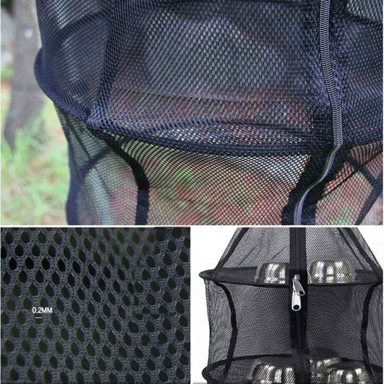 Mesa dobrável para piquenique e campismo com rede para secar legumes e frutas, prateleira para secar pratos (Preto), rede redonda para secar