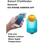 Detetor de Peixes Bluetooth Sensor Sonar 125KHz Localizador de Peixes 0,6-36m Profundidade Alarme para Telemóveis iOS & Android, Alcance de Operação: 0,6-36m